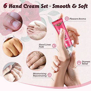 Gift Sets for Women, Upgraded 10Pcs Hand Cream Gift Set w/Foot Cream & Body Scrub, Hand Lotion Travel Size Care Moisturizing Hand Cream Set for Very Dry Hands, Valentine's Day Gifts for Her