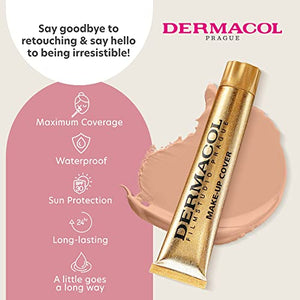 Dermacol - Full Coverage Foundation, Liquid Makeup Matte Foundation with SPF 30, Waterproof Foundation for Oily Skin, Acne, & Under Eye Bags, Long-Lasting Makeup Products