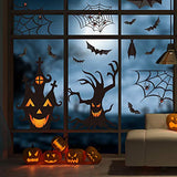 LOKIPA Halloween Window Clings Stickers, 7Sheet Halloween Bats Spiders Window Cling Sticker Decal for Halloween Window Decoration