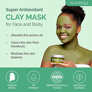 Face Masks Skincare Korean Skincare Organic Clay Mask - 100% Vegan Face Mask with Avocado & Green Tea - Body Mud Mask - Face Masks Beauty - Face Masks Skin Care Dermatologically Tested by Plantifique