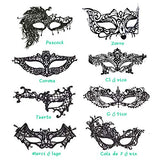 KAKOO 8 Packs Lace Masquerade Mask Sexy Eyemask Women Mysterious Eye Mask for Halloween Carnival Make Up Costume Ball Ladies Party Favors Black Venetian Masks for Adults