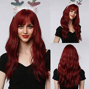 Esmee 24" Synthetic Wigs for Women Dark Roots Long Wig with Bangs Ombre Wavy Hair Realistic Simulation Scalp Middle Part