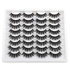 JIMIRE 16 Pairs False Eyelashes Fluffy Volume Natural Fake Lashes 3D Faux Mink Lashes Pack