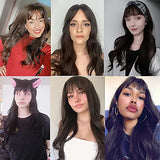 Esmee 24" Synthetic Wigs for Women Dark Roots Long Wig with Bangs Ombre Wavy Hair Realistic Simulation Scalp Middle Part