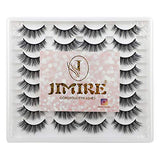 JIMIRE 16 Pairs False Eyelashes Fluffy Volume Natural Fake Lashes 3D Faux Mink Lashes Pack