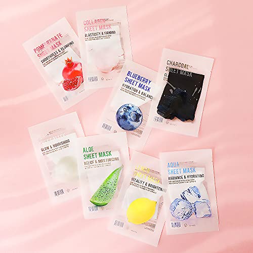 [PACK OF 8] EUNYUL Purity Sheet Mask Pack 8 Types Korean Skincare Hydrating & Nourishing face masks beauty multipack face mask set