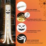 180CM Halloween Windsocks with Light 2 Sets Halloween Windsock Flags for Hanging Halloween Decoration Hanging Windsocks with Double Sides Ghost Design for Door Garden Window Yard Outdoor Decor