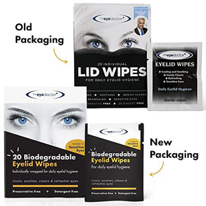 The Eye Doctor Eyelid Wipes – 20 x Single use Eyelid Wipes – Suitable for Sensitive Eyes, Dry Eyes, Blepharitis & MGD - Detergent and Preservative Free Eye Wipes