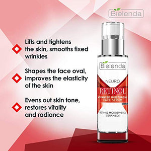 Bielenda Neuro Retinol - Face Serum Advanced Repair - Lifts And Tightens The Skin - Smooths Wrinkles - Evens Out Skin Tone, Restores Vitality - Neuro Retinol Face Serum Rejuvenating Day/Night - 30 ml