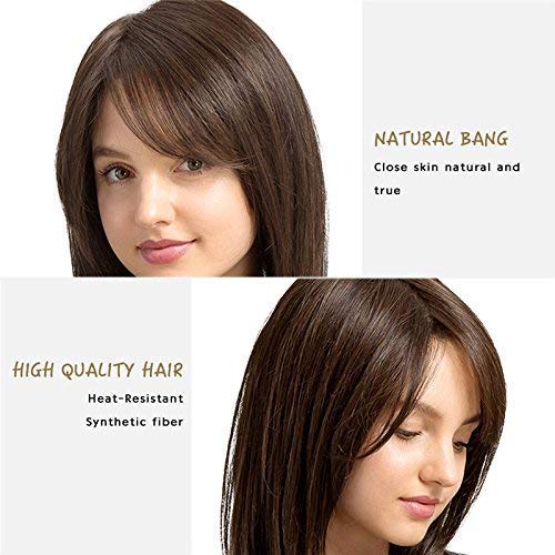 TopWigy Long Wave Wigs Medium Length Bob Straight Synthetic Hair Full Wigs for Women Lace Wigs Heat Resistant Fiber Glueless Hair 130% High Density for Daily Party 20“