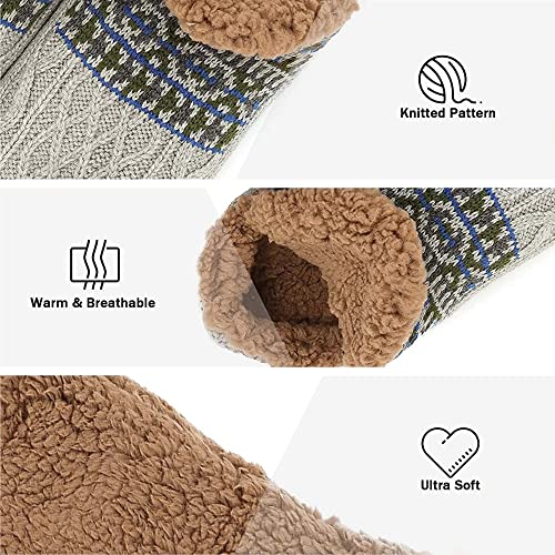 CityComfort Slipper Fluffy Socks for Women Men Heat Holding Sock Knitted Socks Wool Sherpa Fuzzy Bed Slippers One Size Non Slip