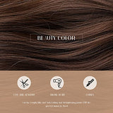 HAIRCUBE 20 Inch Nature Straight Ombre Wigs for White Women Black Root with Brown Hair Synthetic Wigs