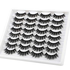 JIMIRE 16 Pairs False Eyelashes Fluffy Volume Natural Fake Lashes 3D Faux Mink Lashes Pack