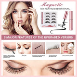 Magnetic Eyelashes,Magnetic Eyeliner and Lashes Kit,4 Pairs 3D Natural Magnetic Eyelashes, Reusable Magnetic Eyelashes,and Waterproof Magnetic Eyeliner, Long Lasting Magnetic Eyeliners-No Glue Needed