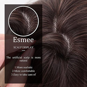 Esmee 24" Synthetic Wigs for Women Dark Roots Long Wig with Bangs Ombre Wavy Hair Realistic Simulation Scalp Middle Part