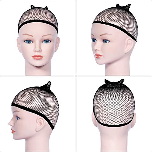 URAQT Wig Caps, 4 Pcs Stretchy Nylon Wig Cap, Close End Stocking Wigs Cup, Brown Unisex Wig Stocking Cap Hair Cup for Women Men