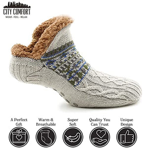 CityComfort Slipper Fluffy Socks for Women Men Heat Holding Sock Knitted Socks Wool Sherpa Fuzzy Bed Slippers One Size Non Slip