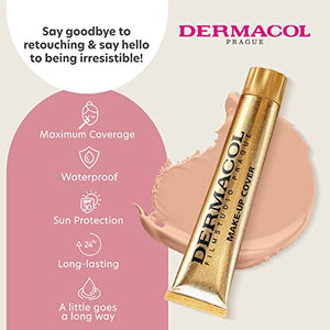 Dermacol - Full Coverage Foundation, Liquid Makeup Matte Foundation with SPF 30, Waterproof Foundation for Oily Skin, Acne, & Under Eye Bags, Long-Lasting Makeup Products