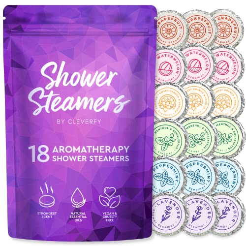 Cleverfy Shower Steamers Aromatherapy Christmas Gifts for Women - Pack of 6 Shower Bombs - Relaxation and Pamper Gifts for Women, Mum or Best Friend - Purple Gift Set with Lavender Essential Oils