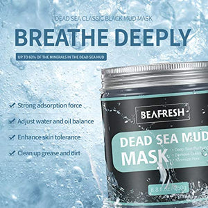 Natural Dead Sea Mud Mask - Headband & Brush included for Face and Body Cleansing Relaxing Detox Treatment Reduce Pores Purifying Face Mask for Acne Blackheads Oily Skin