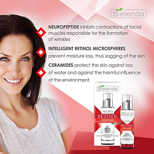 Bielenda Neuro Retinol - Face Serum Advanced Repair - Lifts And Tightens The Skin - Smooths Wrinkles - Evens Out Skin Tone, Restores Vitality - Neuro Retinol Face Serum Rejuvenating Day/Night - 30 ml