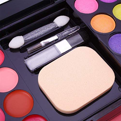 Makeup Brushes Cosmetic Palette Set TimeSong Professional Makeup Palette Kit （Include: Eyeshadow & Blusher & Face Powder & Lip Gloss) + Makeup Brushes Set (7pcs Pink Brushes)