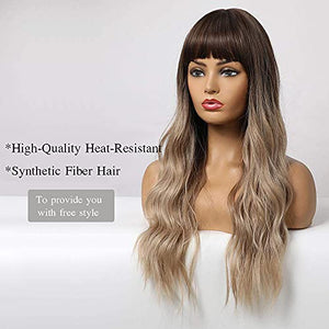 Esmee 24 Inches Long Wavy Mixed Silver Grey Synthetic Hair Wigs for Women Ombre Wig with Dark Roots for Daily Party Cosplay Use