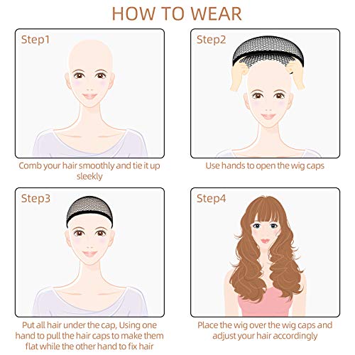 URAQT Wig Caps, 4 Pcs Stretchy Nylon Wig Cap, Close End Stocking Wigs Cup, Brown Unisex Wig Stocking Cap Hair Cup for Women Men