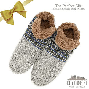 CityComfort Slipper Fluffy Socks for Women Men Heat Holding Sock Knitted Socks Wool Sherpa Fuzzy Bed Slippers One Size Non Slip