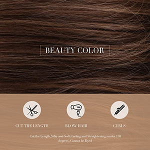 HAIRCUBE 20 Inch Nature Straight Ombre Wigs for White Women Black Root with Brown Hair Synthetic Wigs