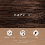 HAIRCUBE 20 Inch Nature Straight Ombre Wigs for White Women Black Root with Brown Hair Synthetic Wigs