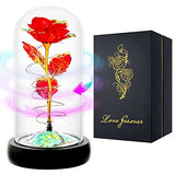 Valentines Day Gifts For Her,Valentines Rose Flower Gifts For Women,Valentines Gifts Birthday Gifts,Valentine's Day Roses Gifts For Mom Girlfriend Wife,Colorful Rainbow Light Up Rose In A Glass Dome