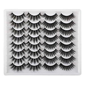 JIMIRE 16 Pairs False Eyelashes Fluffy Volume Natural Fake Lashes 3D Faux Mink Lashes Pack