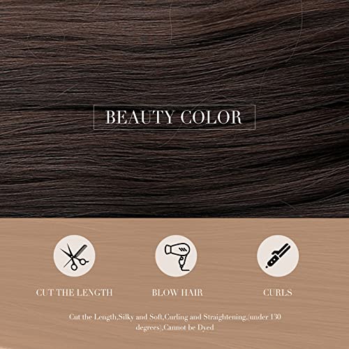 HAIRCUBE 20 Inch Nature Straight Ombre Wigs for White Women Black Root with Brown Hair Synthetic Wigs