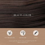 HAIRCUBE 20 Inch Nature Straight Ombre Wigs for White Women Black Root with Brown Hair Synthetic Wigs