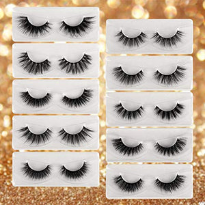 Newcally Lashes False Eyelashes Natural 3D Faux Mink Eye Lashes 10 Pairs 10 Styles Fluffy Wispy Fake Eyelashes Dramatic Handmade Reusable Lashes Pack with 10 Portable Eyelash Boxes