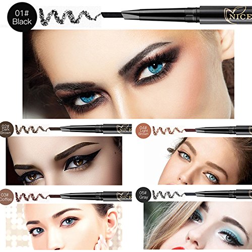 NICEFACE Eyebrow Pencil Light Brown Double Ended Precision Waterproof Brow(Light Brown #4)