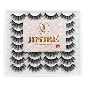 JIMIRE 16 Pairs False Eyelashes Fluffy Volume Natural Fake Lashes 3D Faux Mink Lashes Pack