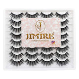 JIMIRE 16 Pairs False Eyelashes Fluffy Volume Natural Fake Lashes 3D Faux Mink Lashes Pack