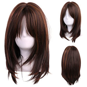 HAIRCUBE Long Blonde Wigs for Women Synthetic Hair Wig with Fringe Ombre Color