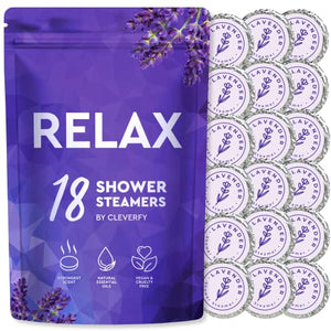 Cleverfy Shower Steamers Aromatherapy Christmas Gifts for Women - Pack of 6 Shower Bombs - Relaxation and Pamper Gifts for Women, Mum or Best Friend - Purple Gift Set with Lavender Essential Oils