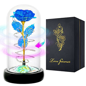 Valentines Day Gifts For Her,Valentines Rose Flower Gifts For Women,Valentines Gifts Birthday Gifts,Valentine's Day Roses Gifts For Mom Girlfriend Wife,Colorful Rainbow Light Up Rose In A Glass Dome