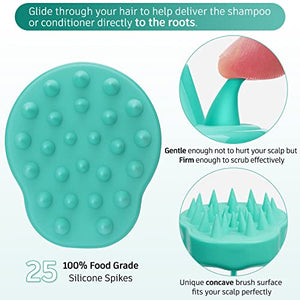 FREATECH Scalp Massager Shampoo Brush with Soft & Flexible Silicone Bristles for Hair Care and Head Relaxation, Ergonomic Scalp Scrubber/Exfoliator for Dandruff Removal and Hair Growth, Pink