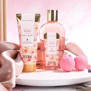 Spa Luxetique Spa Gift Set, Pamper Gifts for Women, 8pcs Rose Bath Gift Set with Body Lotion, Body Butter, Bath Bombs, Bath Gift Sets for Women, Gifts for Her, Birthday Gifts for Mum, Valentines Gifts