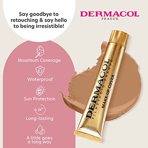 Dermacol - Full Coverage Foundation, Liquid Makeup Matte Foundation with SPF 30, Waterproof Foundation for Oily Skin, Acne, & Under Eye Bags, Long-Lasting Makeup Products