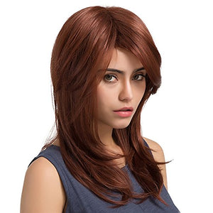 TopWigy Long Wave Wigs Medium Length Bob Straight Synthetic Hair Full Wigs for Women Lace Wigs Heat Resistant Fiber Glueless Hair 130% High Density for Daily Party 20“