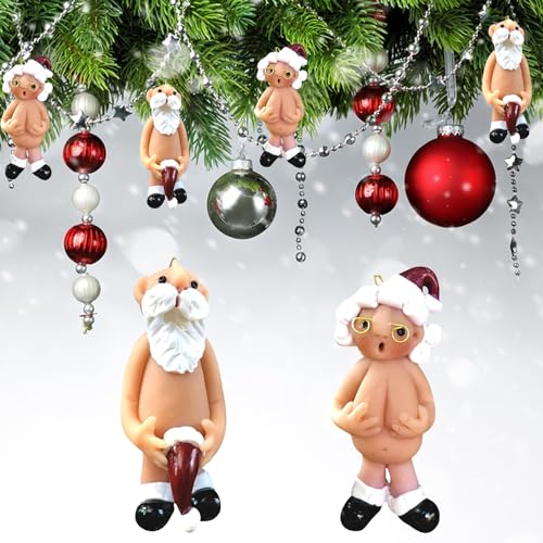 Christmas Naughty Santa Christmas Ornament Decorations 5CM Stocking Cap Santa Ornament Naked Santa Decorative Xmas Decor Ornaments Party Gifts