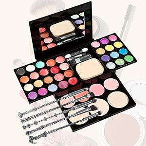 Makeup Brushes Cosmetic Palette Set TimeSong Professional Makeup Palette Kit （Include: Eyeshadow & Blusher & Face Powder & Lip Gloss) + Makeup Brushes Set (7pcs Pink Brushes)