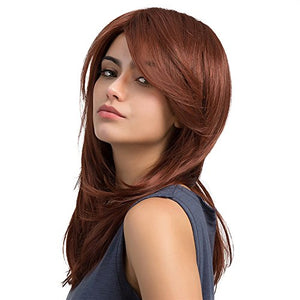 TopWigy Long Wave Wigs Medium Length Bob Straight Synthetic Hair Full Wigs for Women Lace Wigs Heat Resistant Fiber Glueless Hair 130% High Density for Daily Party 20“