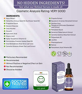 Retinol Serum High Strength with Hyaluronic Acid - FACELIFT SPECIALIST by PERFECT LOOK LONDON. Professional Anti Ageing and Anti Wrinkle for Face. Treats Acne Scars, Fine Lines and Dark Circles